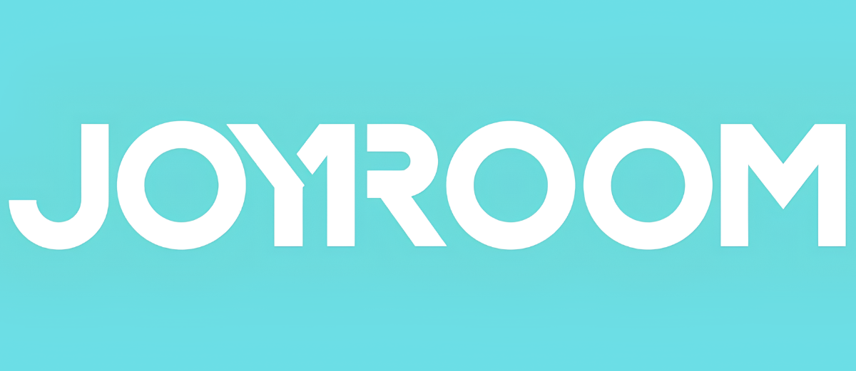 Logo z napisem \'JOYROOM\' na jasnoniebieskim tle.