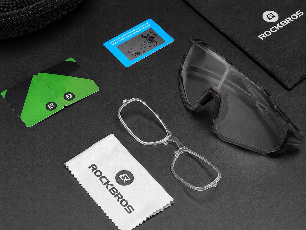 Okulary rowerowe ROCKBROS 10181 Czarny, Wkładka, korekcja, wzrok, komfort, Okulary sportowe z kompletem akcesoriów.