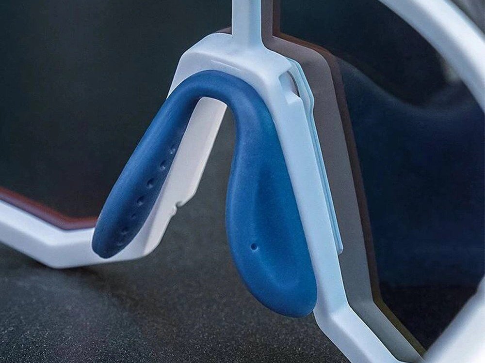 Okulary rowerowe ROCKBROS SP291 Biały, Lekkość, wygoda, ergonomia, wytrzymałość, Regulowany niebieski nosek okularów sportowych.