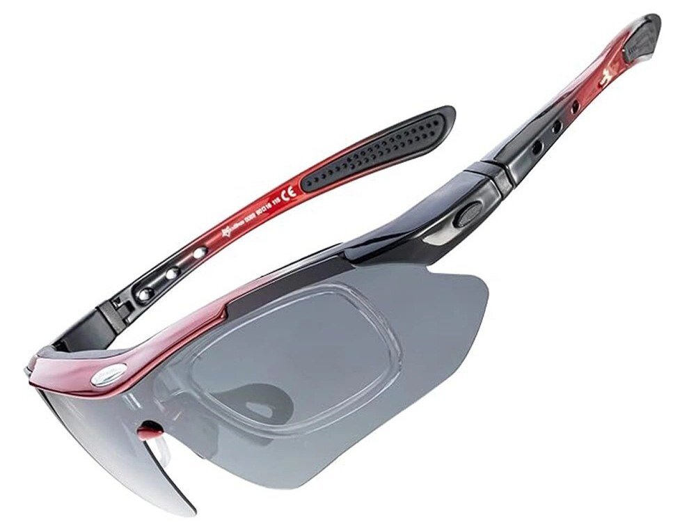 Okulary rowerowe ROCKBROS 10141 Czerwony, Wkładka, korekcja, wzrok, komfort, Okulary sportowe z wkładką na szkła korekcyjne.