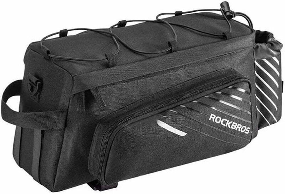 Torba rowerowa na bagażnik ROCKBROS A9-BK Czarny, Pojemność, przegródki, organizacja, wygoda, Czarna torba rowerowa z kieszeniami i gumkami.
