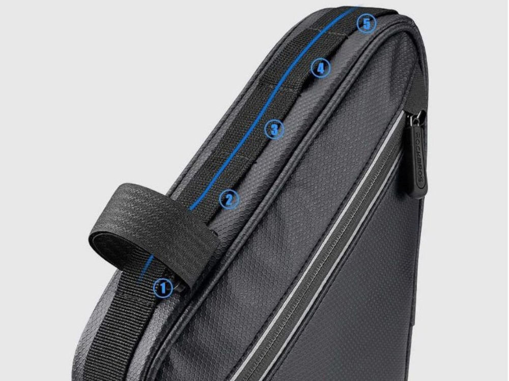 Torba rowerowa na ramę ROCKBROS B39-2, Torba, rower, rama, przechowywanie, Czarna trójkątna torba rowerowa montowana na ramę.