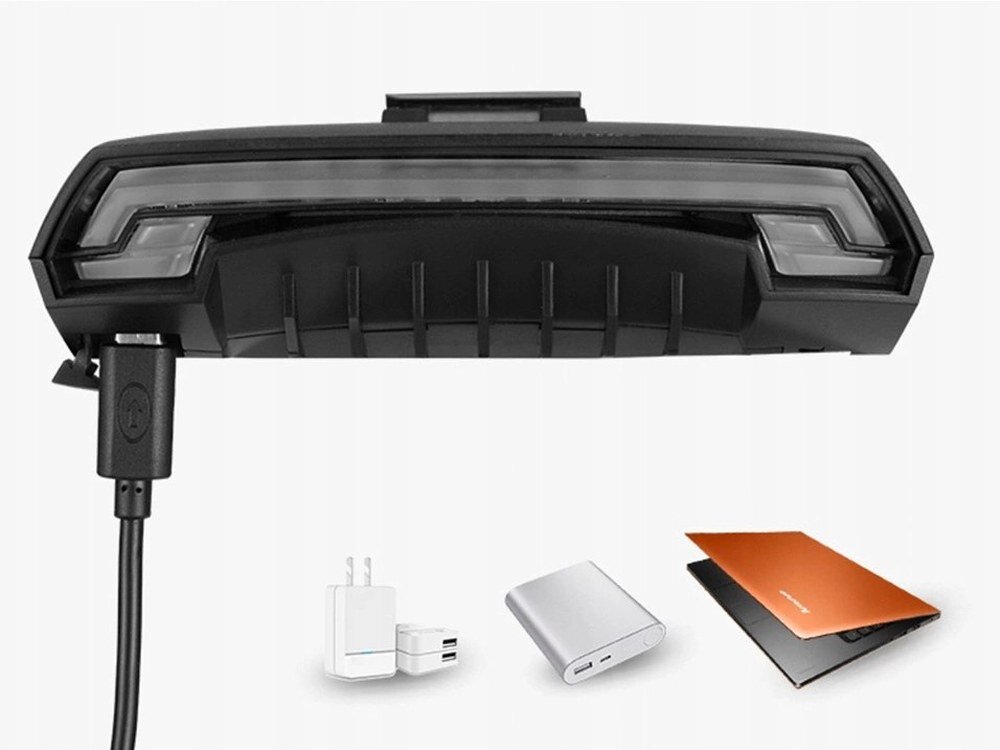 Lampka rowerowa ROCKBROS A54BK, Bateria, czas pracy, ładowanie, USB, Ładowanie lampki rowerowej za pomocą kabla USB.