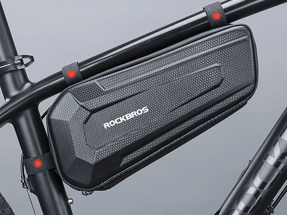 Torba rowerowa na ramę ROCKBROS B67, Obudowa, ochrona, sztywność, design, Czarna, podłużna torba rowerowa z bliska.