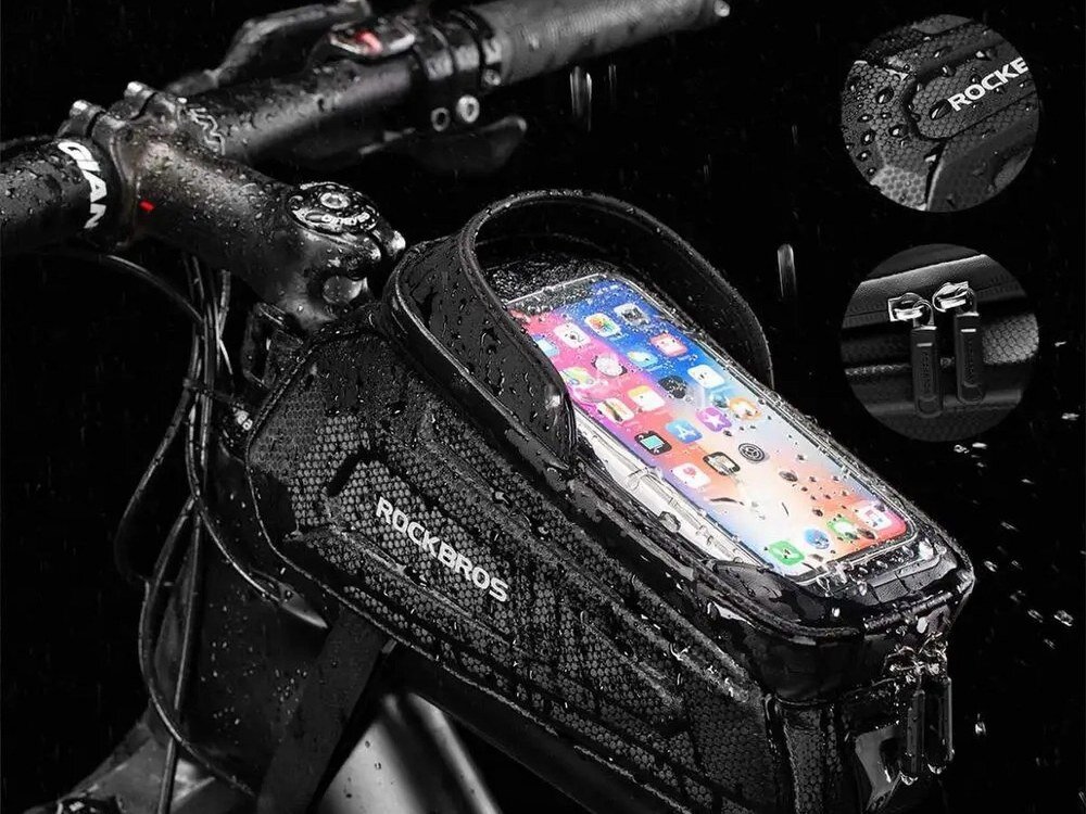 Torba rowerowa na ramę ROCKBROS B68, Wodoodporność, pokrowiec, ochrona, szczelność, Wodoodporna torba rowerowa z telefonem podczas deszczu.