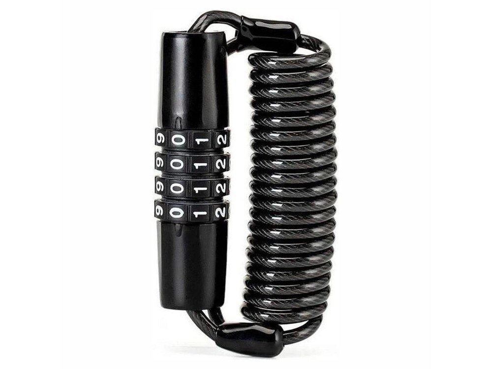 Zapięcie rowerowe ROCKBROS T610 Linka Czarny, PIN, kod, zabezpieczenie, wygoda, Czarna spiralna linka z zamkiem na cztery cyfry.