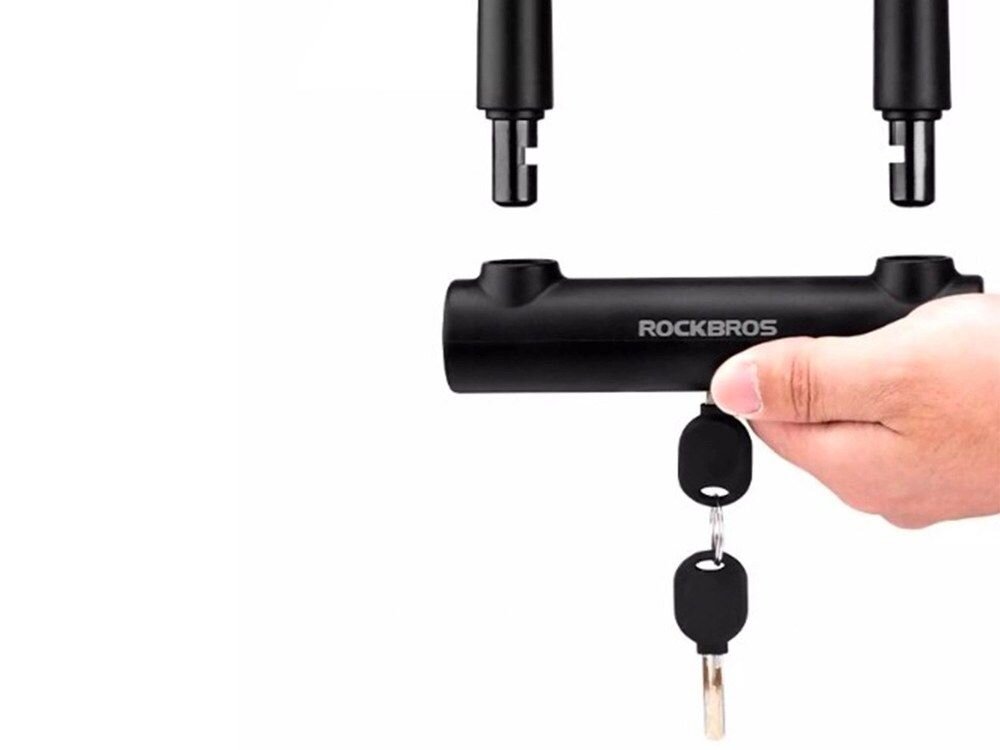 Zapięcie rowerowe ROCKBROS RKS610-BK U-lock Czarny, Podwójne blokowanie, zamek, bezpieczeństwo, ochrona, Dłoń otwierająca zapięcie za pomocą kluczyka.