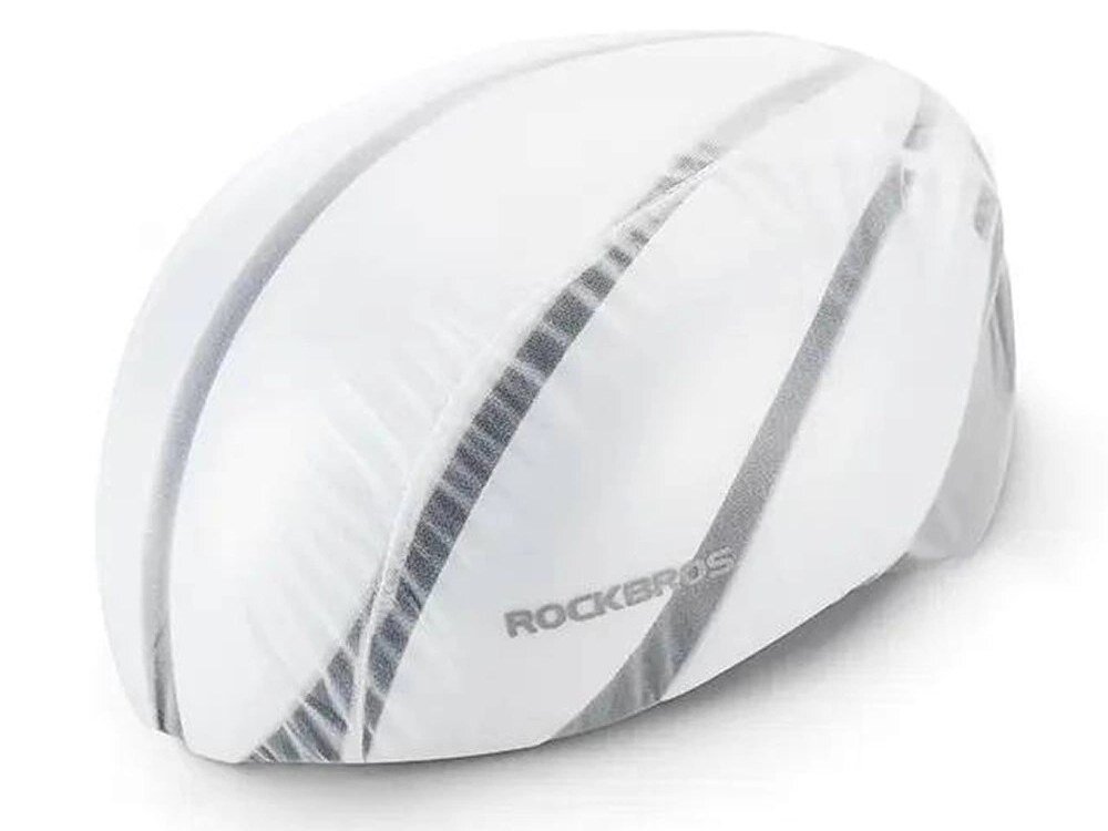 Pokrowiec przeciwdeszczowy ROCKBROS 20001W, Wodoodporność, ochrona, komfort, jazda, Jaskrawozielony pokrowiec na kask na białym tle.