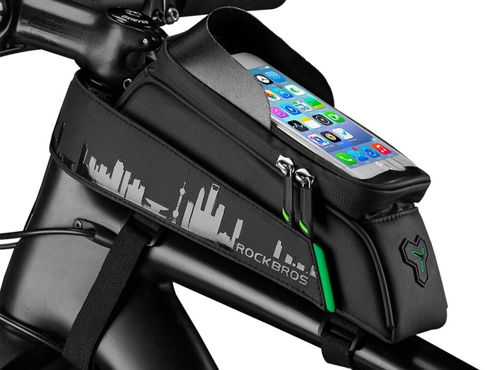 Torba rowerowa na ramę ROCKBROS 029-1BK, pojemność, kieszeń, smartfon, wygoda, Torba na telefon zamontowana na ramie roweru