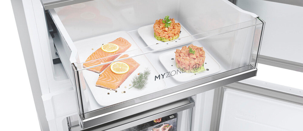 LODÓWKA HAIER HBW7518CF MyZone dostosowanie temperatury regulacja szuflada mięso sery ryby