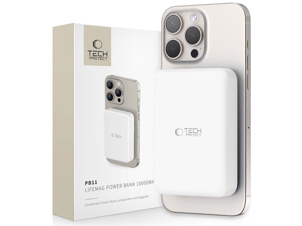Powerbank TECH-PROTECT PB11 LifeMag MagSafe obok pudełka