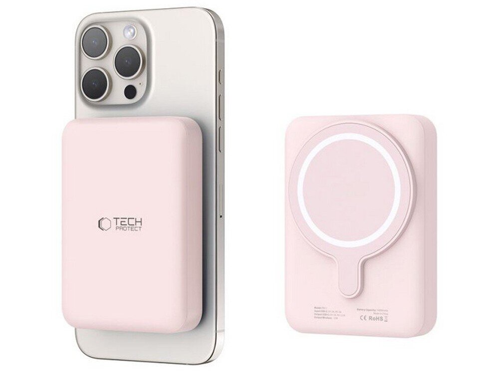 Powerbank TECH-PROTECT PB11 LifeMag MagSafe obok smartfona   