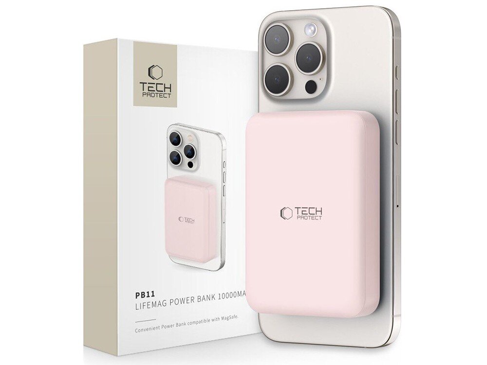 Powerbank TECH-PROTECT PB11 LifeMag MagSafe obok pudełka   