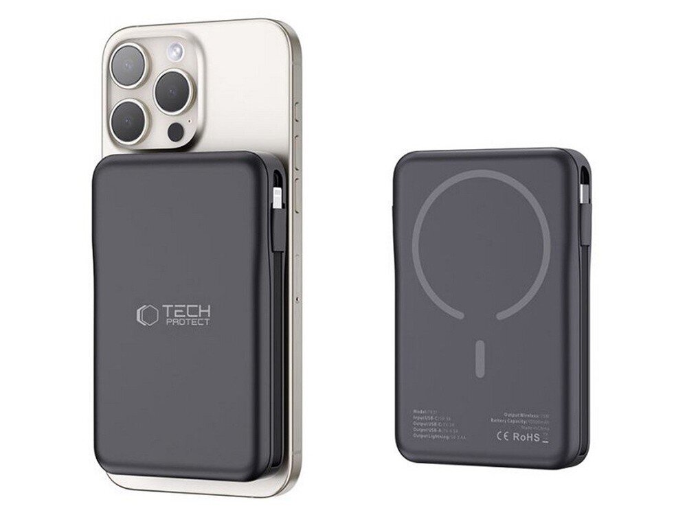Powerbank TECH-PROTECT PB31 LifeMag MagSafe obok smartfona