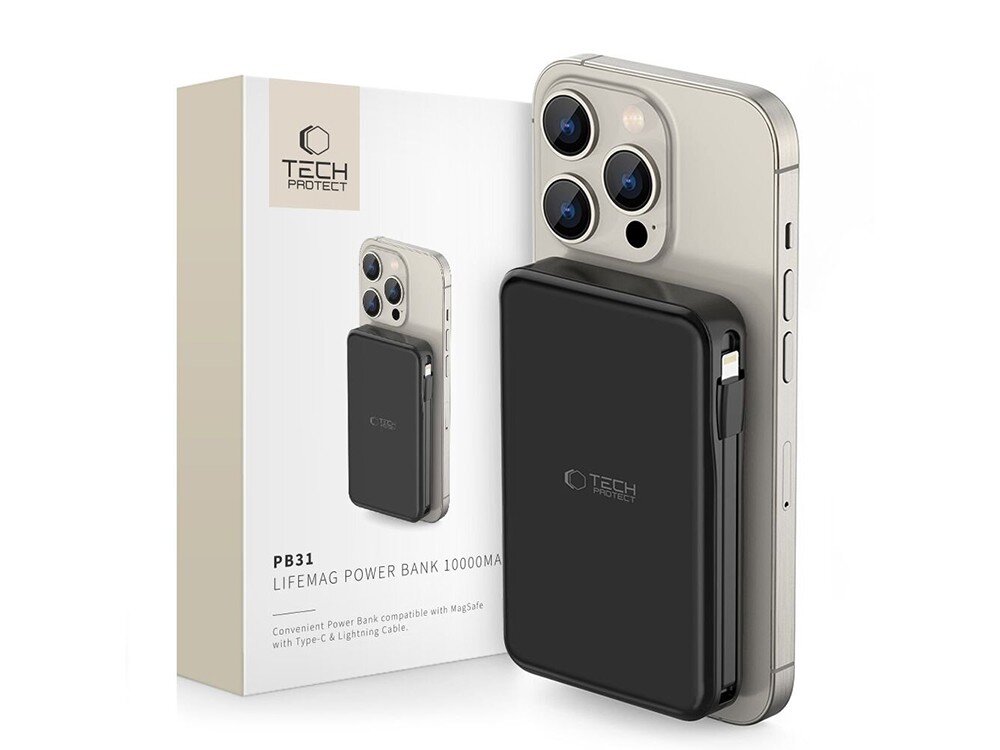 Powerbank TECH-PROTECT PB31 LifeMag MagSafe obok pudełka
