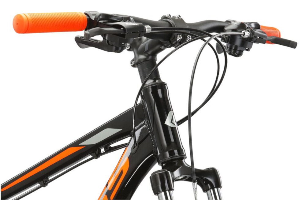 Rower górski MTB KROSS Hexagon 2.0 M21 27.5 cali męski Czarno-pomarańczowy aluminiowa kierownica uchwyty pokryte specjalnym antyposlizgowym materialem wieksze bepieczenstwo