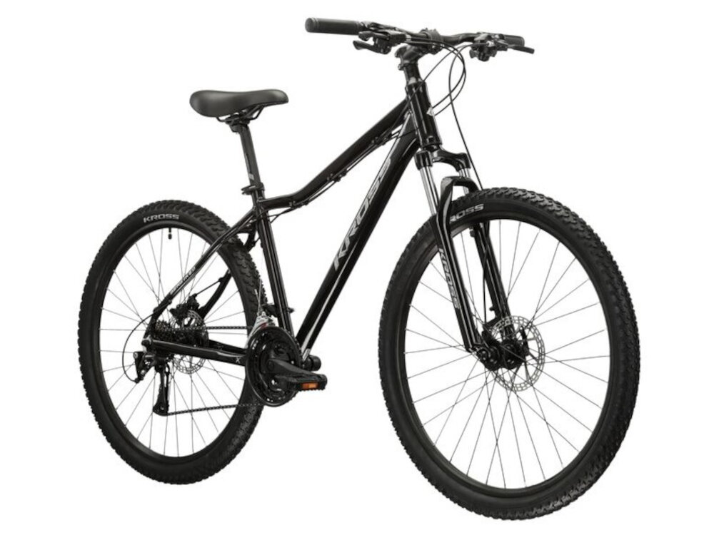 Rower górski MTB KROSS Berg JR 2.0 U19 27.5 cala Czarno-szary do jazdy rekreacyjnej dla mezczyzn szybki wygodny pojazd zwrotny latwo wchodzi w najtrudniejsze zakrety obnizony przekrok