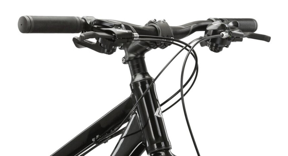 Rower górski MTB KROSS Berg JR 2.0 U19 27.5 cala Czarno-szary aluminiowa kierownica uchwyty pokryte specjalnym antyposlizgowym materialem wieksze bepieczenstwo