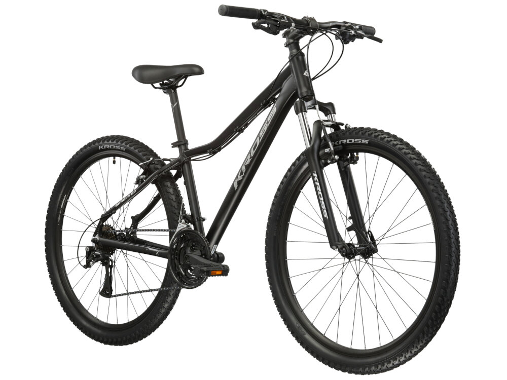 Rower górski MTB KROSS Berg JR 2.0 U17 27.5 cala Czarno-szary do jazdy rekreacyjnej dla mezczyzn szybki wygodny pojazd zwrotny latwo wchodzi w najtrudniejsze zakrety obnizony przekrok