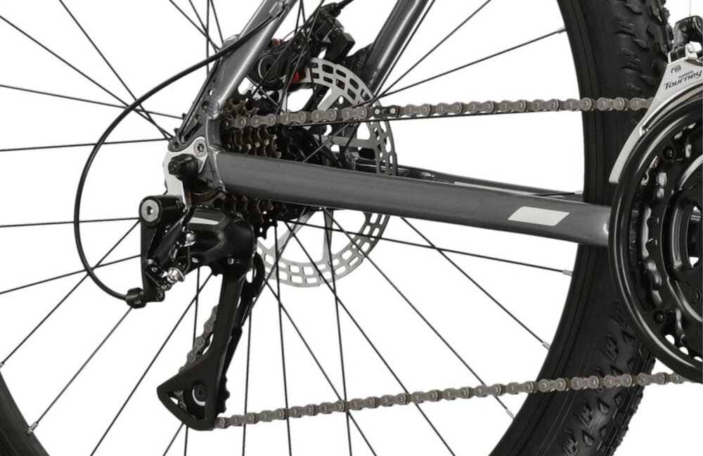 Rower górski MTB KROSS Berg 3.1 M19 27,5 cala męski Grafitowo-szary 21 przelozen przednia przerzutka SHIMANO Tourney tylna przerzutka SHIMANO Acera przezutki SHIMANO duza wytrzymalosc precyzyjne dzialanie plynna bezproblemowa zmiana biegow