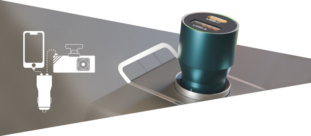 Wideorejestrator NAVITEL R99 4K gniazdka samochodowego 12 V port USB ładowarkę samochodową portem USB-C