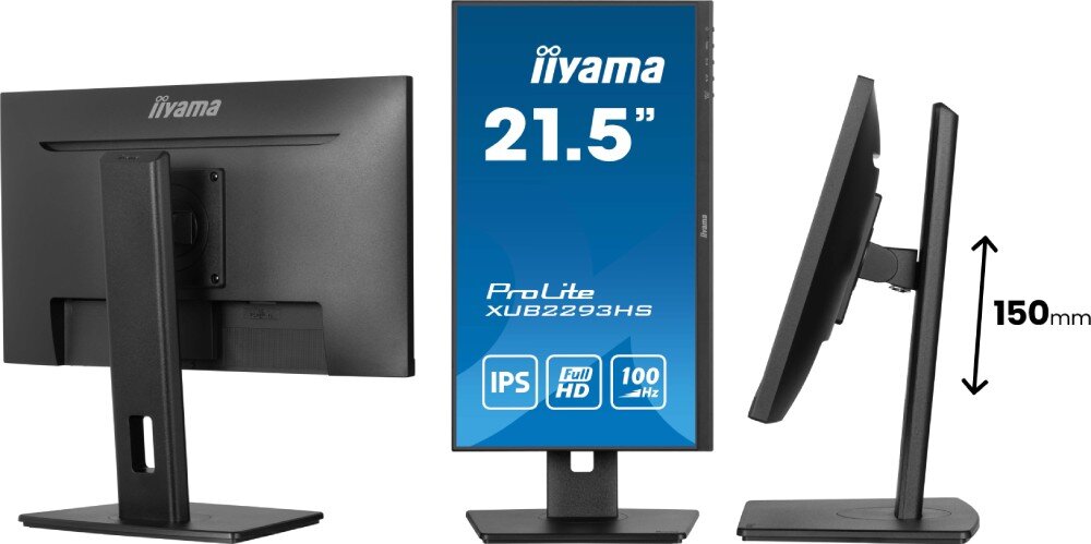 Monitor IIYAMA ProLite XUB2293HS-B6 21.5 1920x1080px IPS 100Hz 1 ms [MPRT] podstawa stopa ergonomia regulacja nachylenie wysokość pivot