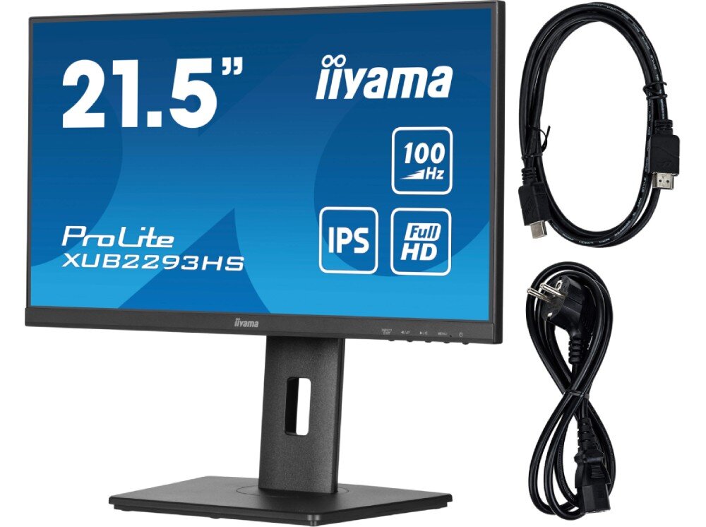 Monitor IIYAMA ProLite XUB2293HS-B6 21.5 1920x1080px IPS 100Hz 1 ms [MPRT] zestaw opakowanie