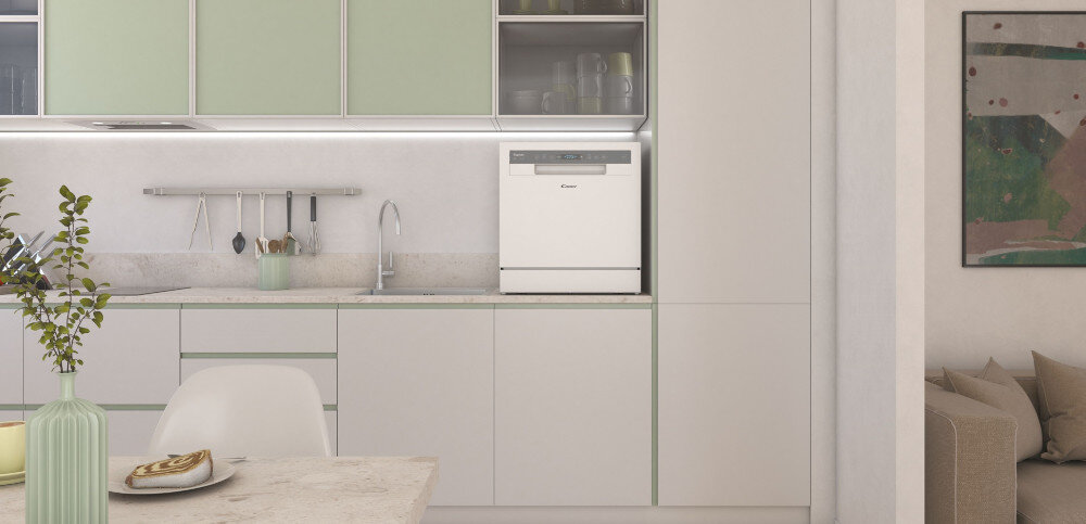 ZMYWARKA CANDY CP 8F9FFW RAPIDO Idealna do małych kuchni Zdalne sterowanie zmywarką – wifi i hOn Sygnał zakończenia zmywania Cicha praca dba o spokój domowników Opóźnienie startu 1-23 h Połowa załadunku – większe oszczędności Funkcjonalne wyposażenie – uchwyt na akcesoria 8 kompletów naczyń Program szybki – czyste i suche naczynia w 35 minut 8 programów