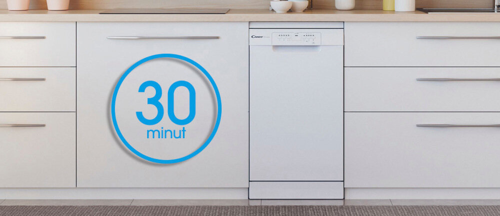 ZMYWARKA CANDY CDPH 2L1047W BRAVA program szybki skrócony czas zmywania 30 minut oszczędność czasu