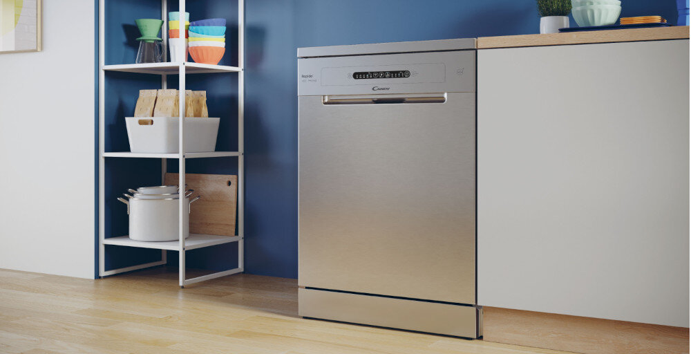 ZMYWARKA CANDY CF 3C7L0X RAPIDO H20 szerokość 59,7 cm pojemność 13 kompletów naczyń stal nierdzewna pojemna duże wnętrze