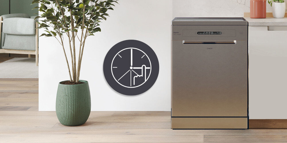 ZMYWARKA CANDY CF 3C7L0X RAPIDO H20 Opóźnienie startu o 3-6-9 h planowanie godzina czas rozpoczęcie cyklu mniejsze koszty cykl nocny