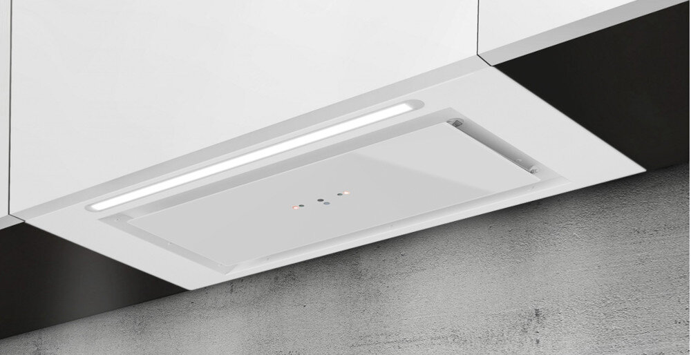 OKAP AFRELLI PIANO GESTO BIAŁY MAT filtr aluminiowy wyciąg pochłaniacz sterowanie elektroniczne Instalacja podszafkowa zabudowa wkład Oświetlenie LED filtr aluminiowy 60 db