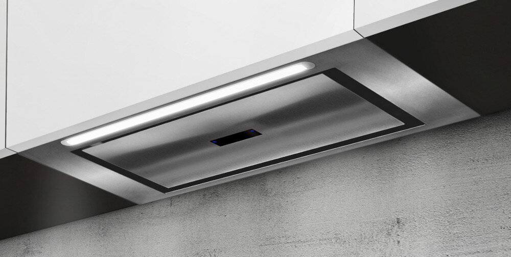 OKAP AFRELLI PIANO GESTO INOX filtr aluminiowy wyciąg pochłaniacz sterowanie elektroniczne Instalacja podszafkowa zabudowa wkład Oświetlenie LED filtr aluminiowy 60 db