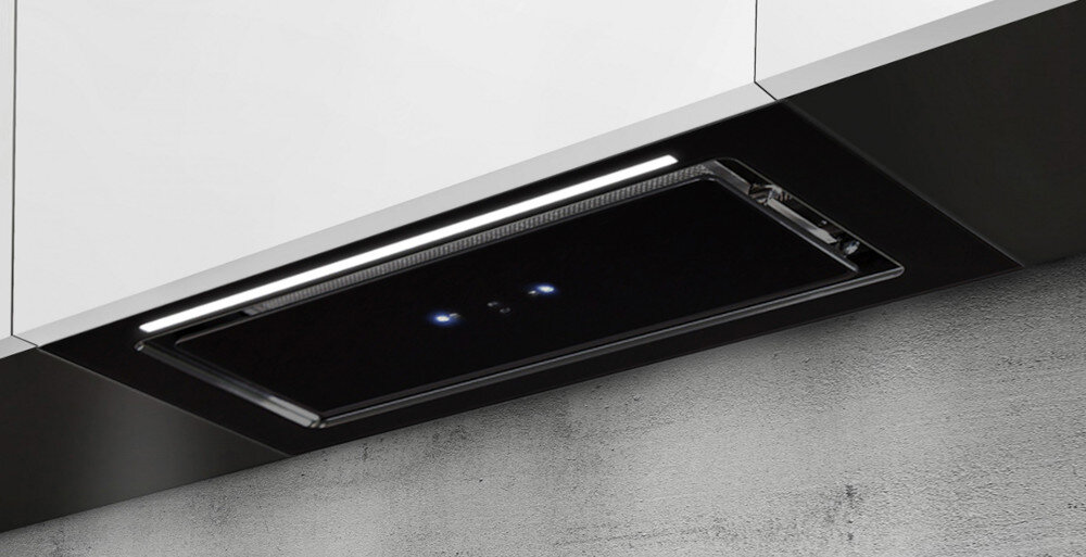 OKAP AFRELLI PRIMA GLASS GESTO filtr aluminiowy wyciąg pochłaniacz sterowanie elektroniczne Instalacja podszafkowa zabudowa wkład Oświetlenie LED filtr aluminiowy 60 db