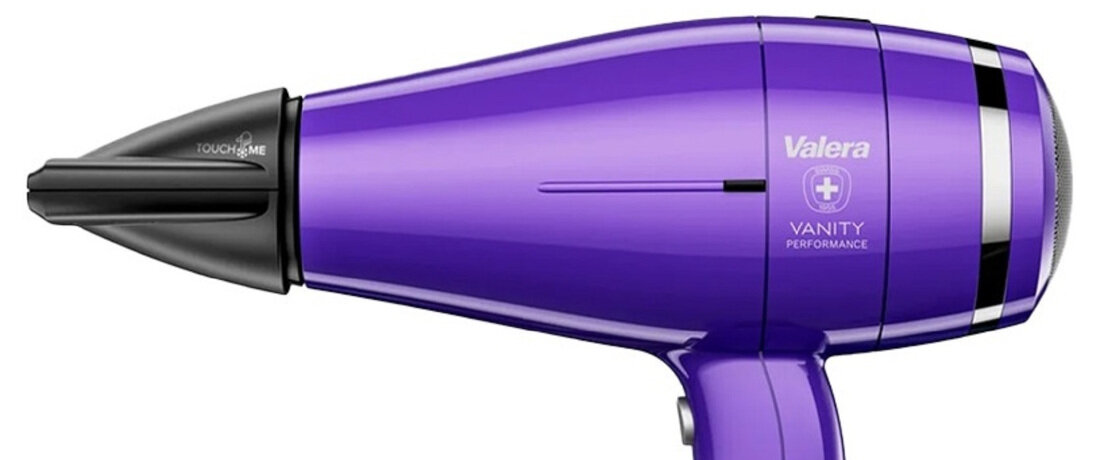 Suszarka VALERA Vanity Performance RC Fioletowy 2400W Przycisk zimnego powietrza fryzura wyjmowany filtr metalowy konserwacja dysze koncentrujące precyzja stylizacja