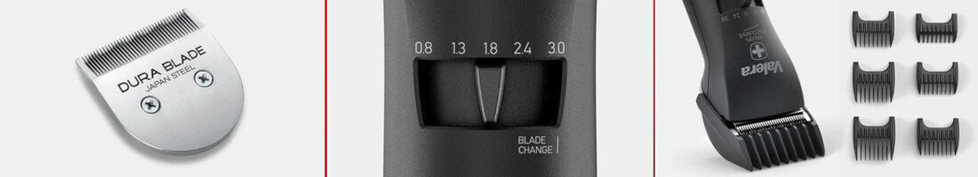 Strzyżarka VALERA Swiss Excellence Smart Biały precyzja wydajność ostrza szerokość japońska stal szlifowane diamentowo sześć nasadek grzebieniowych wymagania dostosowanie