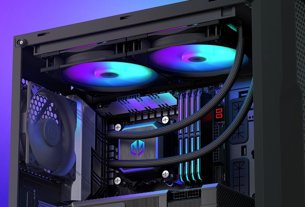 Komputer MAD DOG ENDORFY500ARGB-A08WR32 R7-7800X3D 32GB RAM 2TB SSD Radeon RX7800XT Windows 11 Home chłodzenie wodne temperatura pompa chłodnica