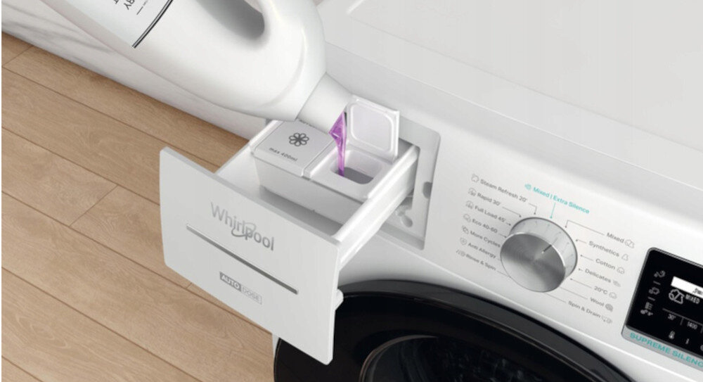 PRALKA WHIRLPOOL W8 09AD automatyczne dozowanie system AutoDose dawkowanie detergentów