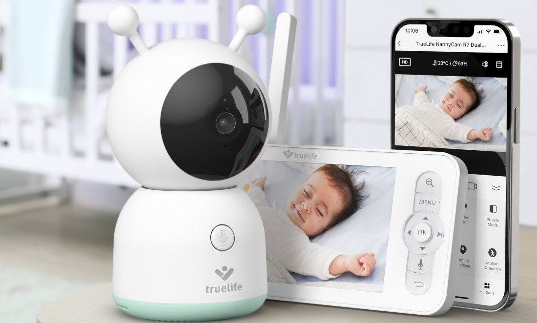 Niania elektroniczna TRUELIFE NannyCam R7 Dual Smart wygląd prezentacja design wizualizacja lifestyle