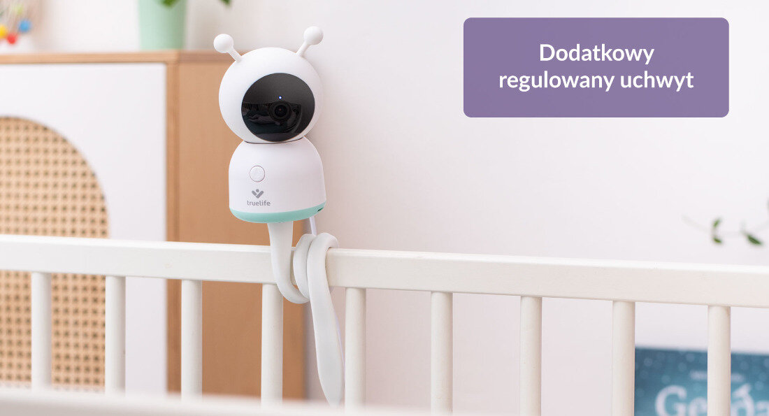 Niania elektroniczna TRUELIFE NannyCam R7 Dual Smart Elastyczne opcje montażu uchwyt TrueLife NannyCam Holder zestaw montażowy możliwości potrzeby