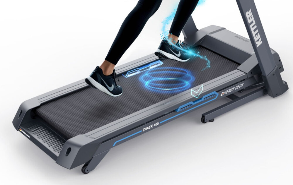 Bieżnia elektryczna KETTLER Sprinter 1.1 1287W 16 km-h aktywnosc fizyczna poprawa kondycji dbanie o zdrowie zaawansowany system amortyzacji KETTLER z 6 elastomerami pas biegowy wymiary 122 x 45 cm obciazenie do 110 kg