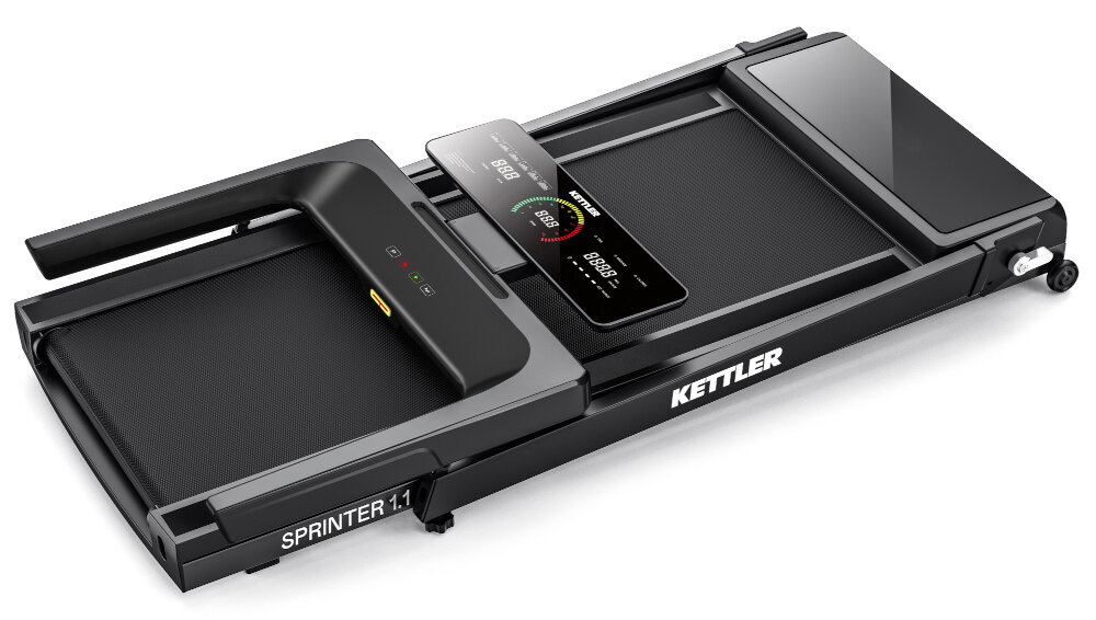 Bieżnia elektryczna KETTLER Sprinter 1.1 1287W 16 km-h plynnosc precyzja ruchu silnik moc 1,75 KM regulacja predkosci oid 1 do 16 km-h co 0,1 km/h 40 roznorodnych programow sensory dotykowe