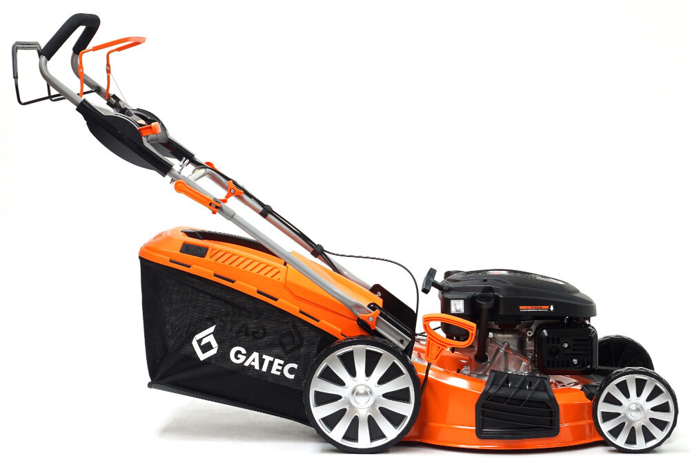 Kosiarka spalinowa GATEC GT 353 N KS LY196 z napędem 530mm 4.0KW kosz siatkowy z pokrywa przeciwpylowa pojemnosc 62 l aerodynamiczne prowadzenie powietrza wskaznik napelnienia