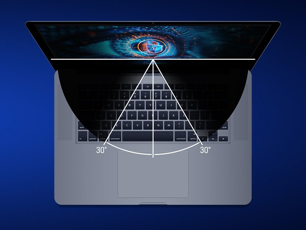 Filtr prywatyzujący 3MK Privacy filter do Apple MacBook  wizualizacja kątów widzenia  