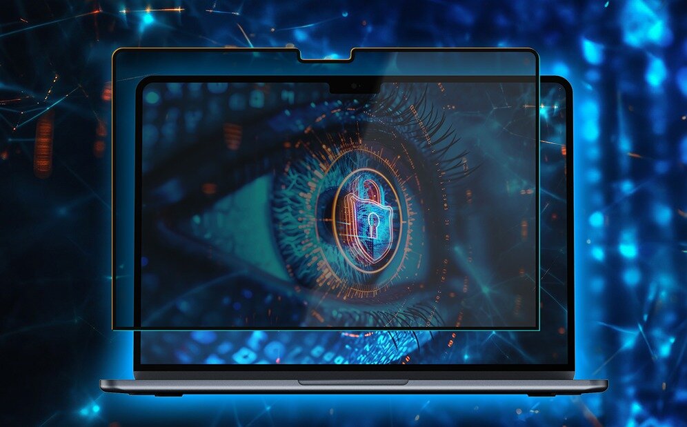 Filtr prywatyzujący 3MK Privacy filter do Apple MacBook wizualizacja folii na ekranie