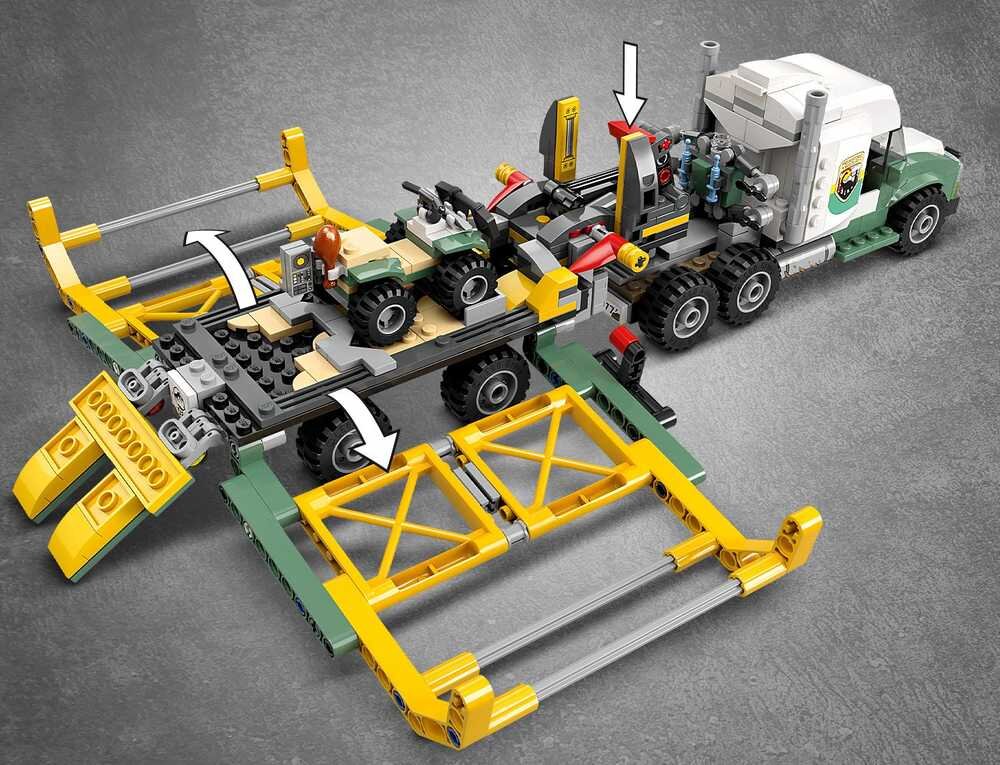 LEGO 76966 Jurassic World Dinomisje: ciężarówka do transportu allozaura minifigurki