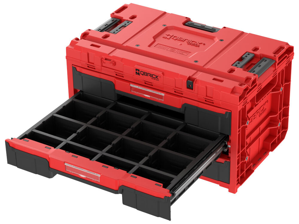 Skrzynia na narzędzia QBRICK One Drawer 3 Toolbox 2.0 Red Ultra HD konektory boczne modułowe łączenie system PRO