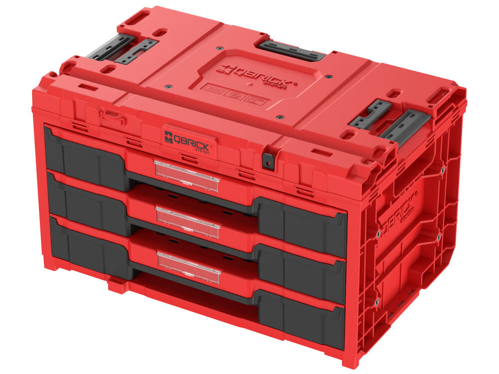 Skrzynia na narzędzia QBRICK One Drawer 3 Toolbox 2.0 Red Ultra HD wymiary zewnętrzne wymiary wewnętrzne waga