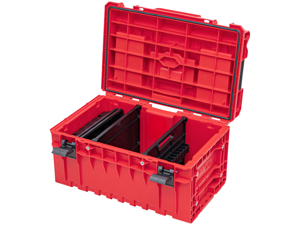 Skrzynia na narzędzia QBRICK ONE 350 2.0 Profi Red Ultra HD Custom Qbrick System ONE 200 skrzynia narzędziowa organizacja narzędzi kubełki przegrody