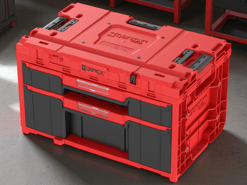 Skrzynia na narzędzia QBRICK Drawer 2 Plus Toolbox 2.0 Red Ultra HD modułowa skrzynia narzędziowa pojemna organizacja